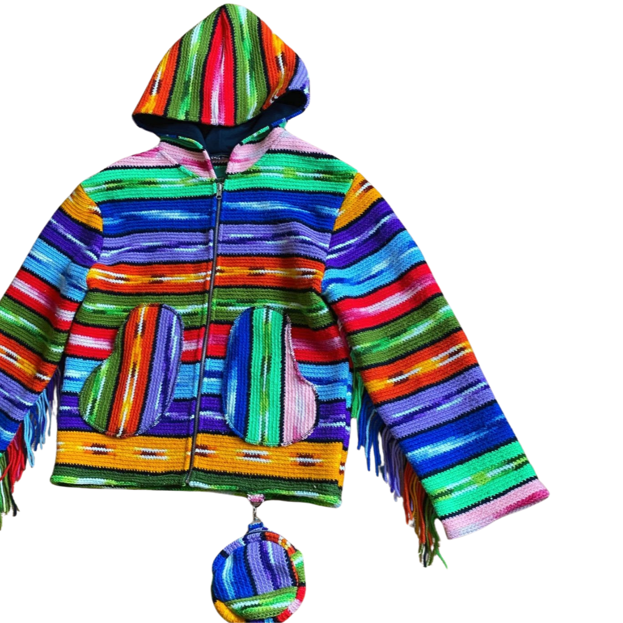 1:1 MULTICOLOUR CROCHET ZIP UP HOODIE