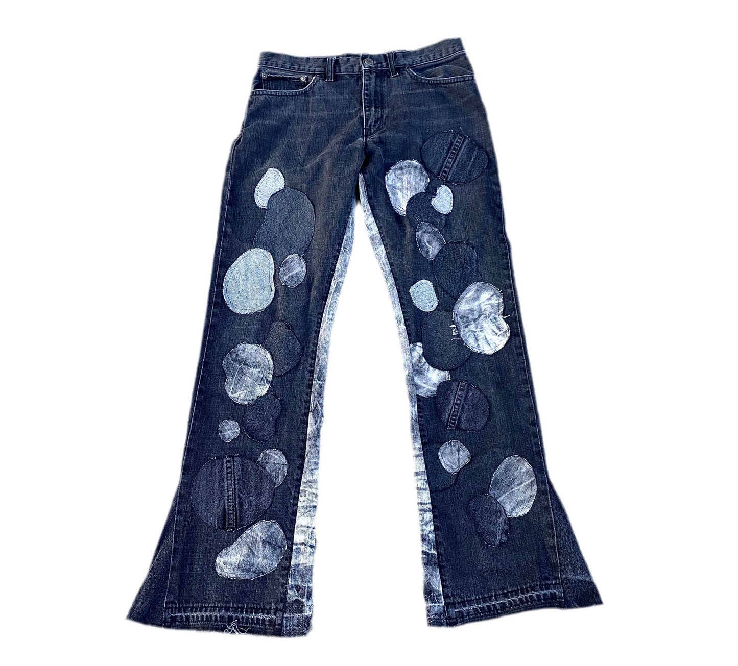 1:1 BLACK PATCHWORK DENIM