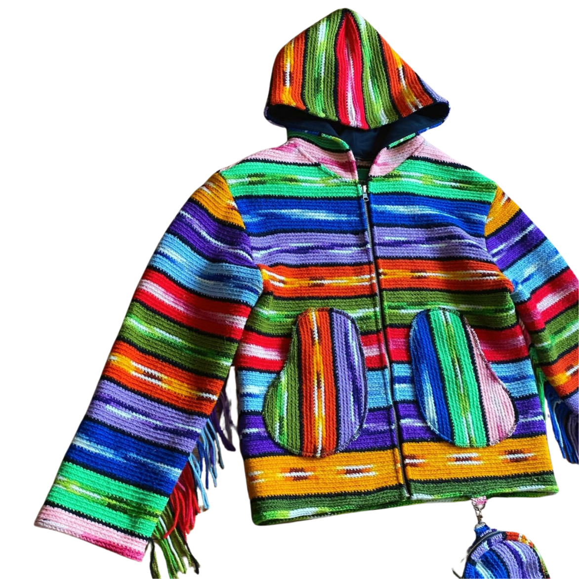 1:1 MULTICOLOUR CROCHET ZIP UP HOODIE