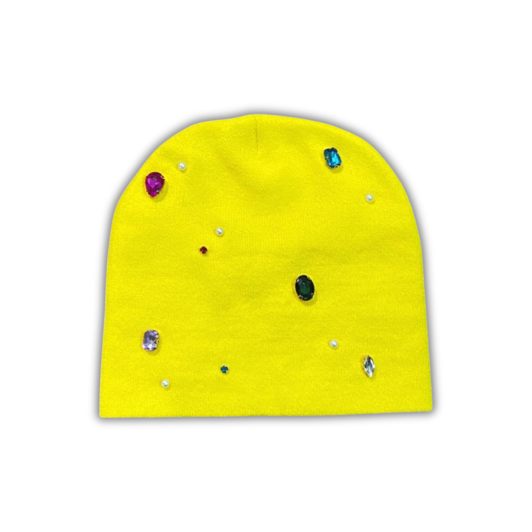 RHINESTONE BEANIE (YELLOW)