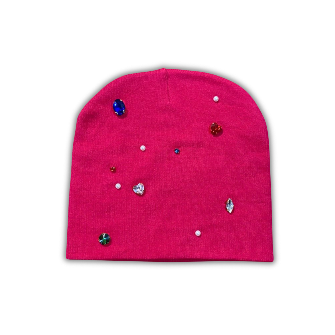 RHINESTONE BEANIE (PINK)