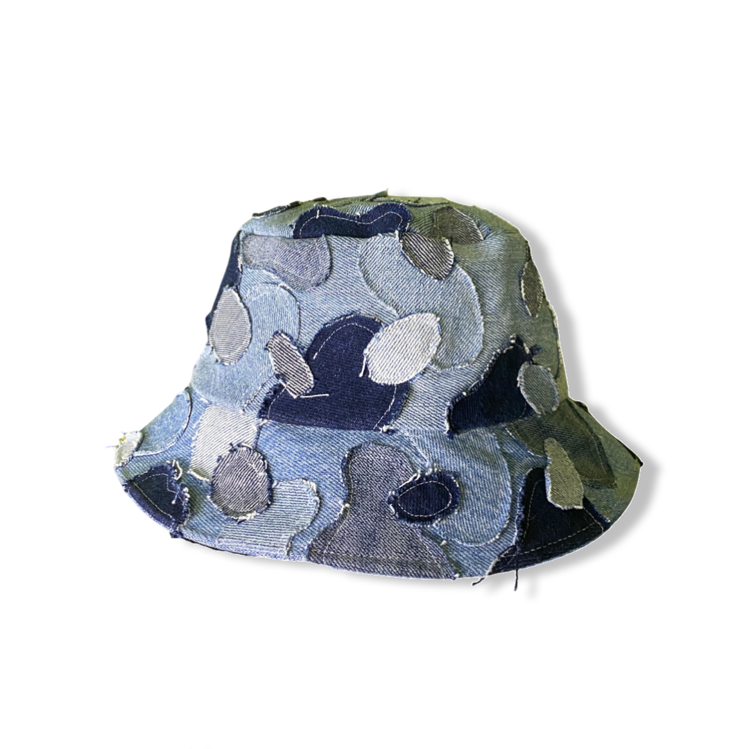 DENIM PATCHWORK BUCKET HAT BLUE CAMO LAB CARTY