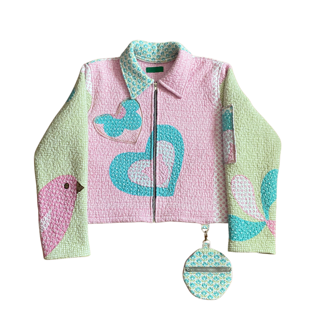 “LUV” QUILT JACKET + SKIRT + HAT SET