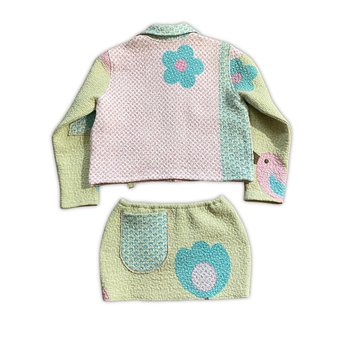 “LUV” QUILT JACKET + SKIRT + HAT SET