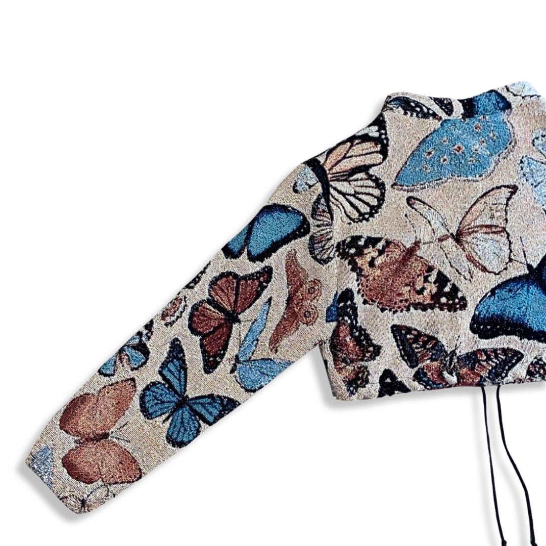 “BUTTERFLY SZN” WOVEN CROPPED JACKET