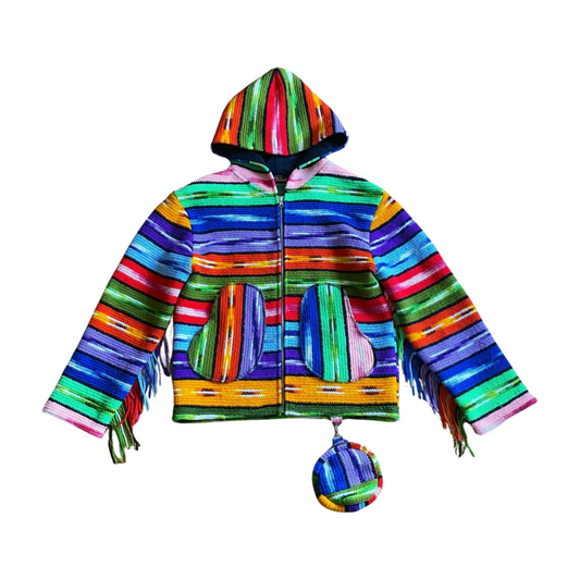 1:1 MULTICOLOUR CROCHET ZIP UP HOODIE