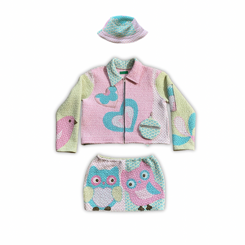 “LUV” QUILT JACKET + SKIRT + HAT SET