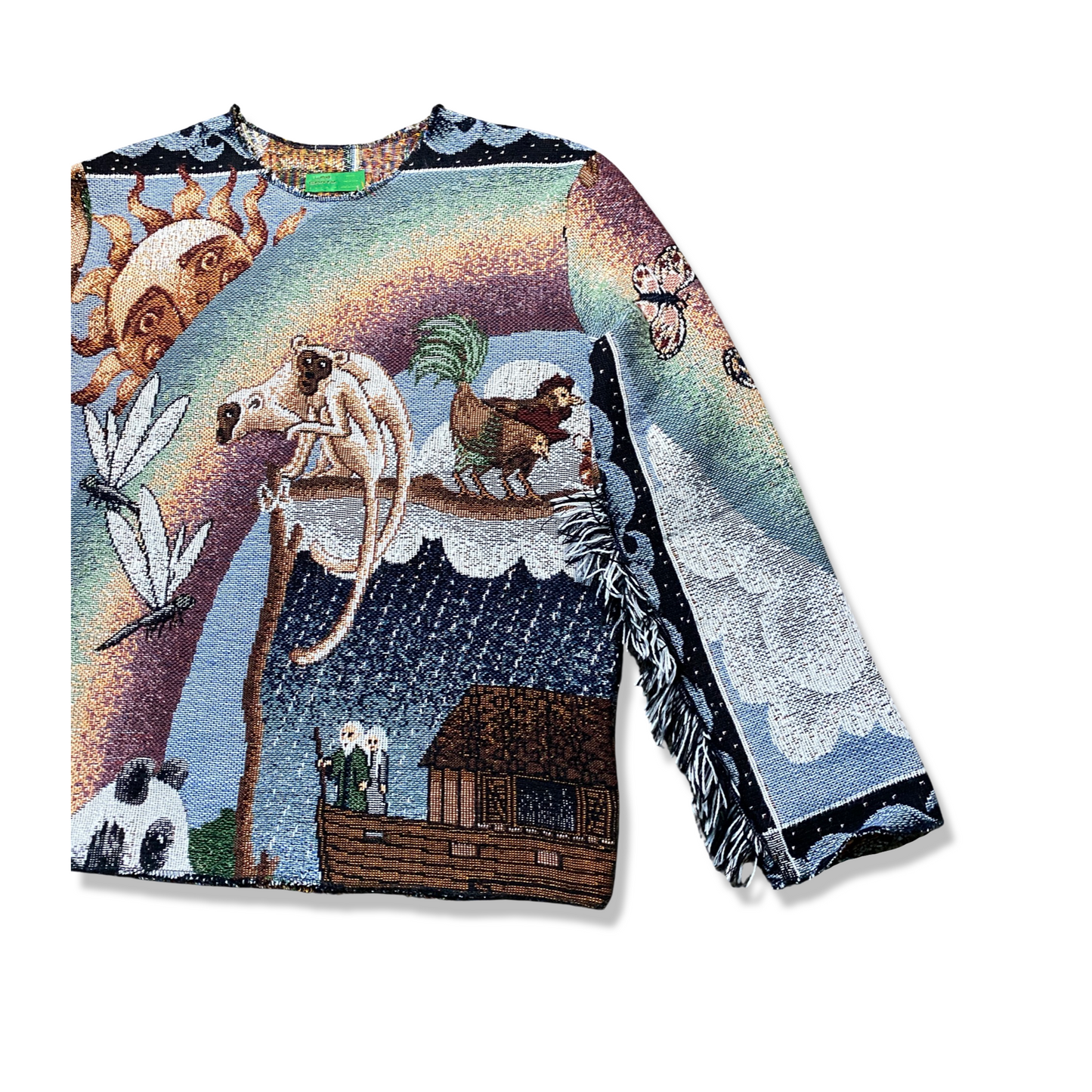 “PARADISE” WOVEN FLARE CREWNECK