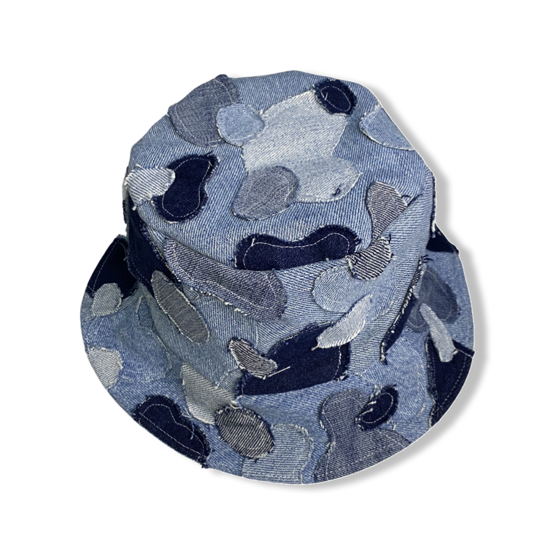 DENIM PATCHWORK BUCKET HAT (BLUE CAMO)