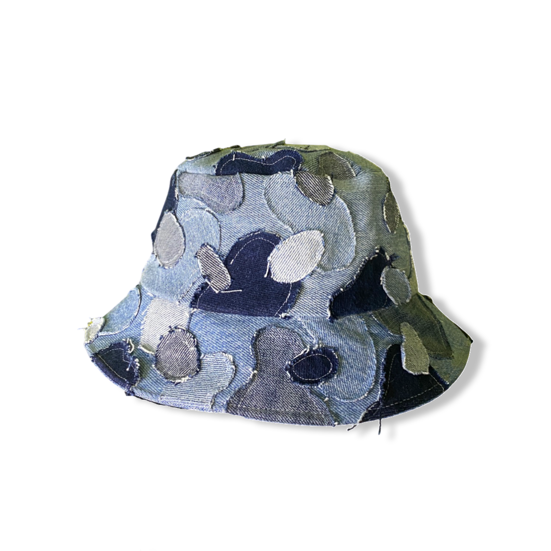 DENIM PATCHWORK BUCKET HAT (BLUE CAMO)