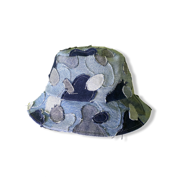 DENIM PATCHWORK BUCKET HAT (BLUE CAMO)