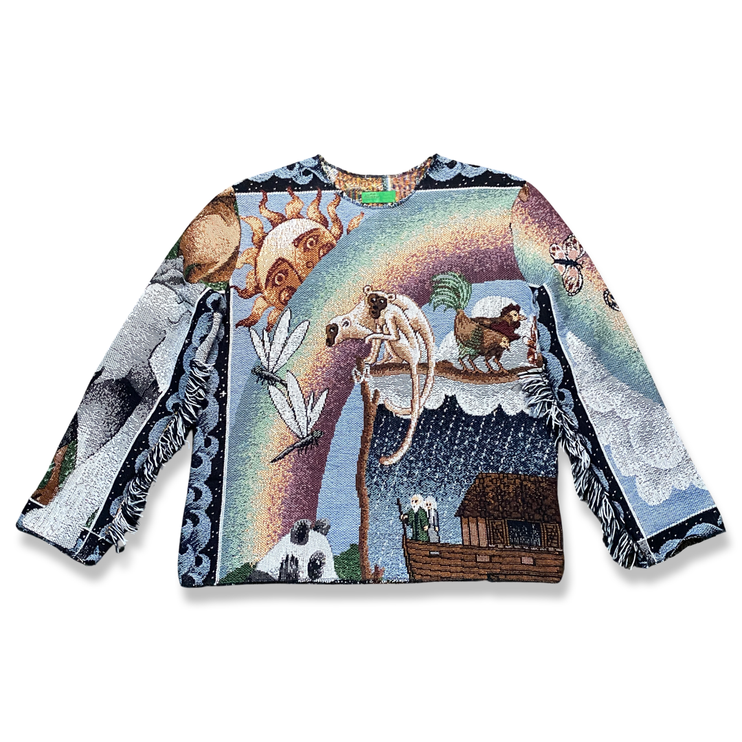 “PARADISE” WOVEN FLARE CREWNECK